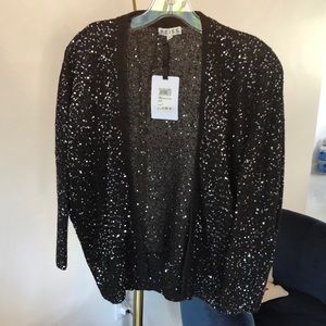 REISS Black fancy cardigan with silver sequins